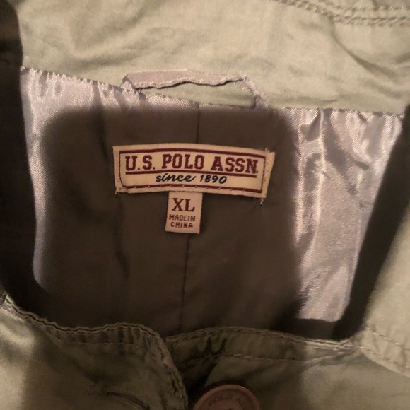 US POLO ASSOCIATION green XL lightweight lined 3/4  jacket trench coat pockets - Picture 6 of 13